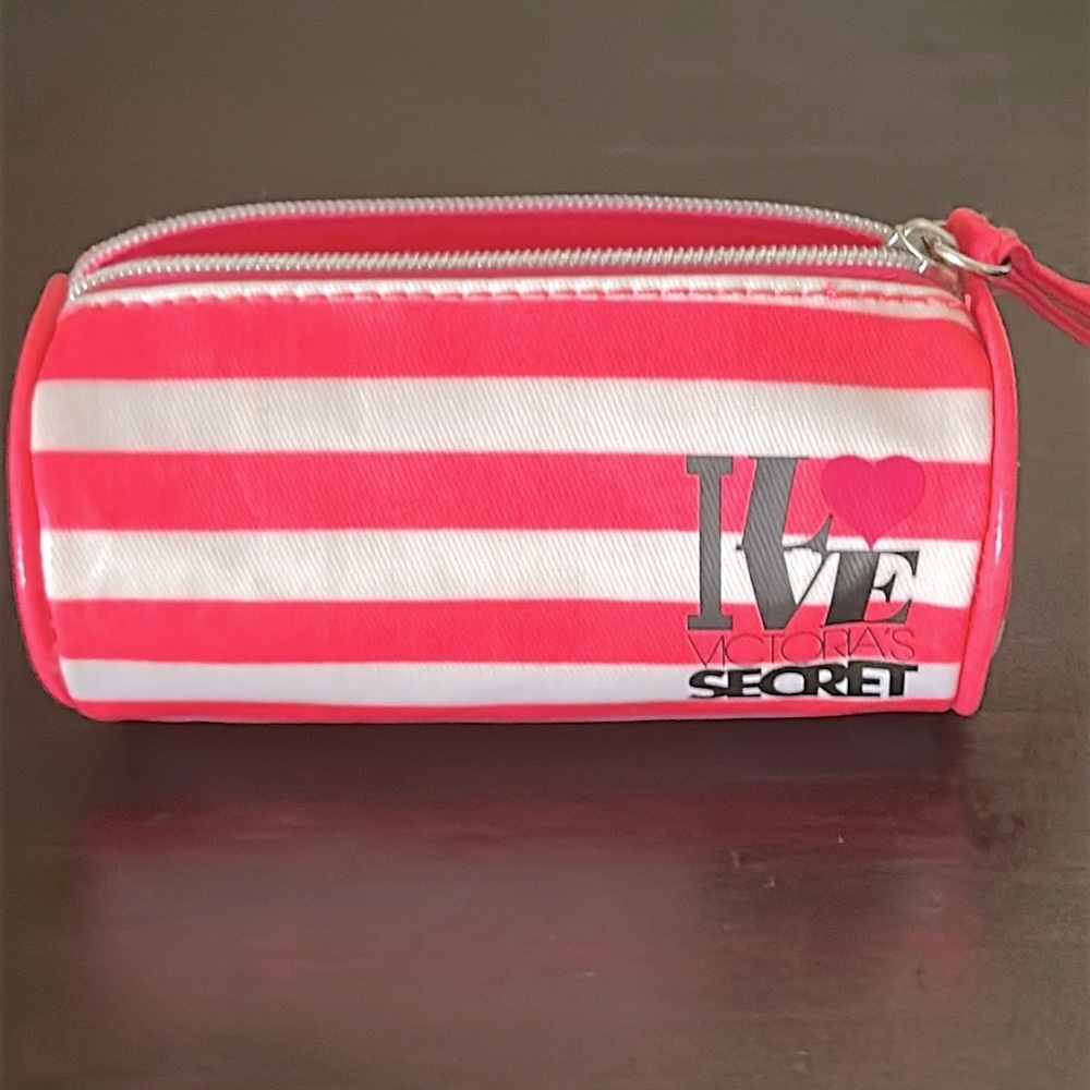 I ❤️ VS Vintage Mini Pink Stripe Cosmetic Bag